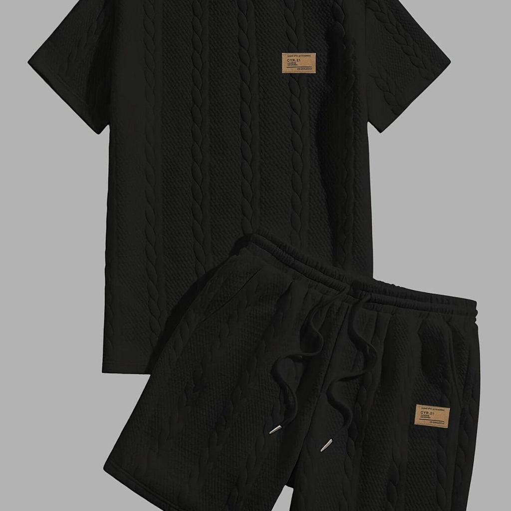 Camiseta de manga curta e shorts com cordão - Marrom, Conjunto de verão